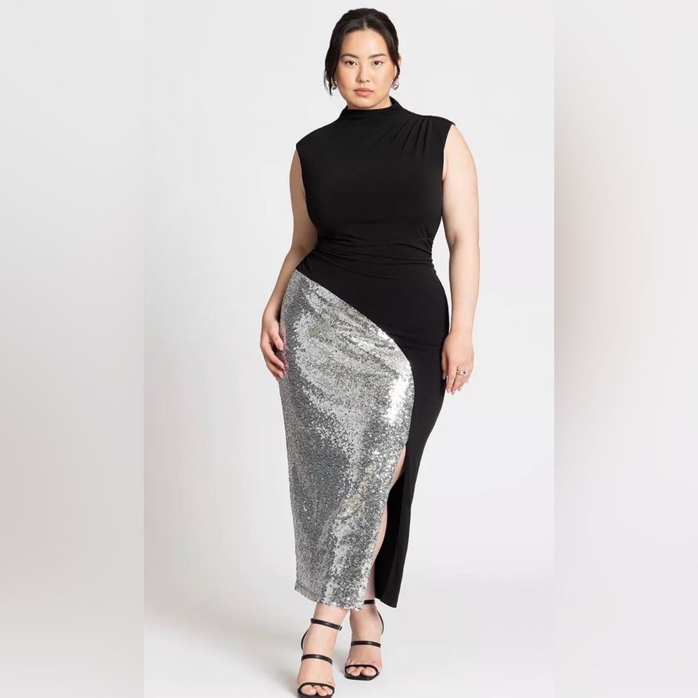 Eloquii Black and Silver Sequin Dress
